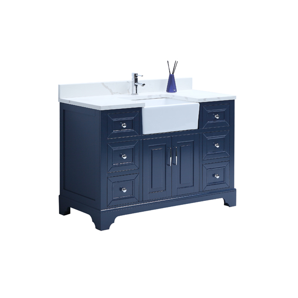 Solid wood legs navy blue finished vanity