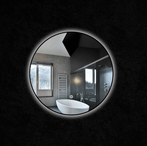 Glass Mirror with Thin Black Frame