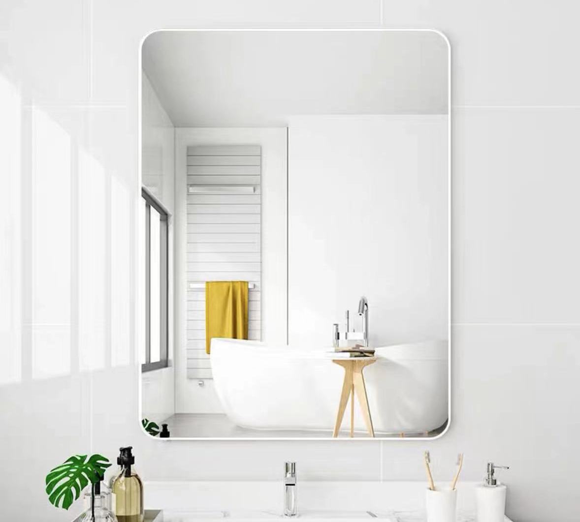 white frame mirror