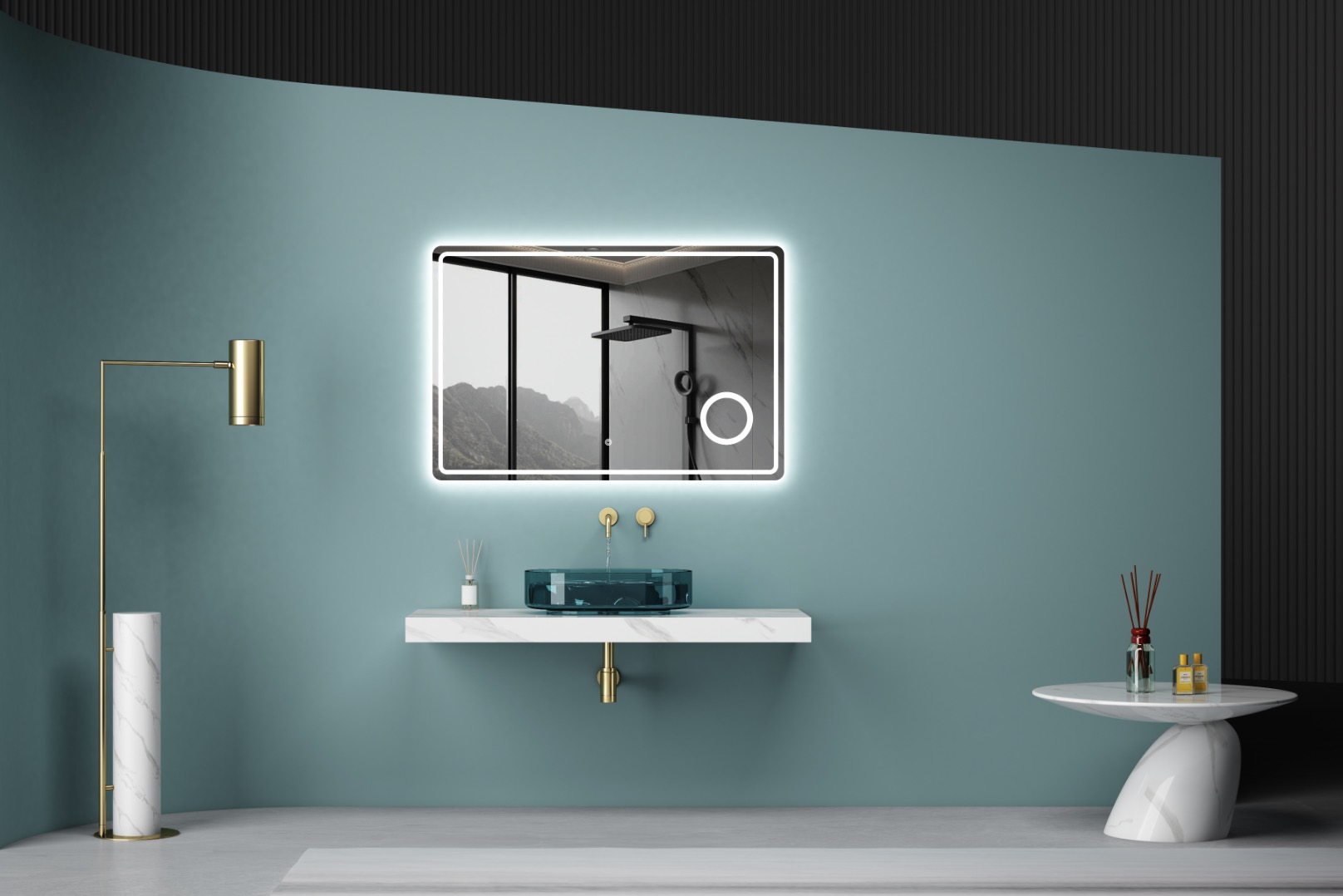 modern rectangle LED mirror