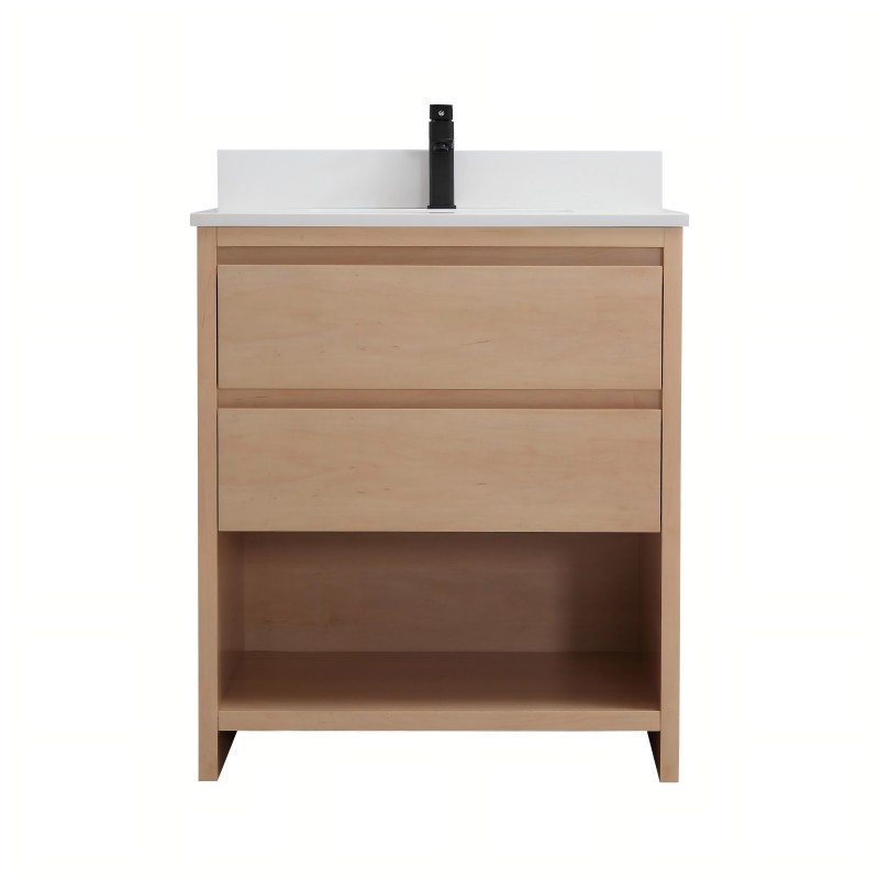 modern wood veneer bath cabinet